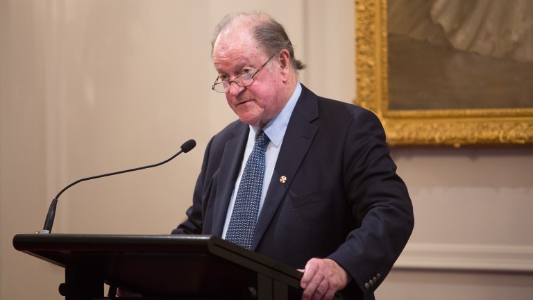 Bill Sheat speaking at the NZFC's 40th anniversary event in 2018