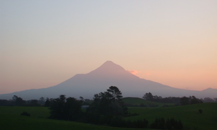 Mt Taranaki from the east, Taranaki, North Island