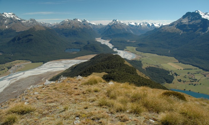 Dart River Valley from Mt Alfred, Glenorchy, South Island