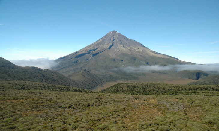 Mt Taranaki from the north (summer), Taranaki, North Island