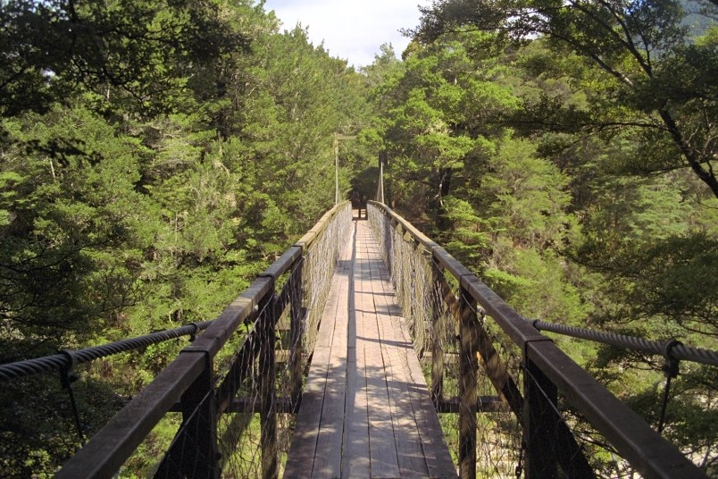Swing bridge near Nelson, South Island