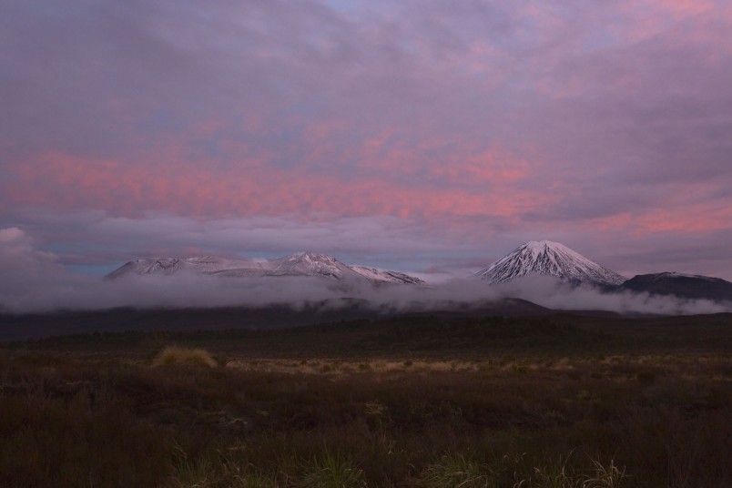 Mt Ngauruhoe and Mt Ruapehu, Central Plateau, North Island