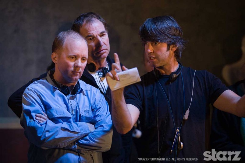 Aaron Morton discuss a shot with Director Grady Hall