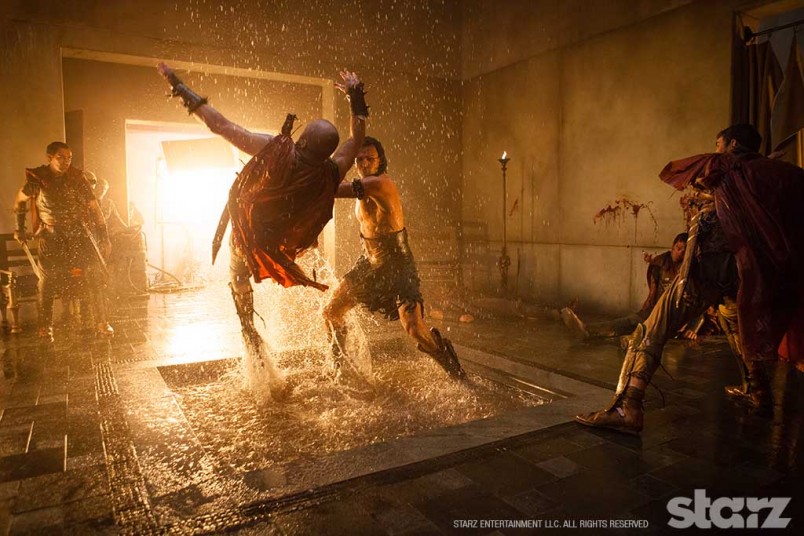 Stunt performers working