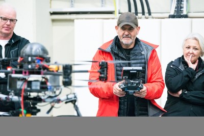 Jeff Silver (Ghost in the Shell Producer) tests a New Zealand drone at Callaghan Innovation