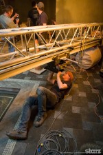 Best Boy Peter Cleveland rigs “Boris” the high-speed camera track